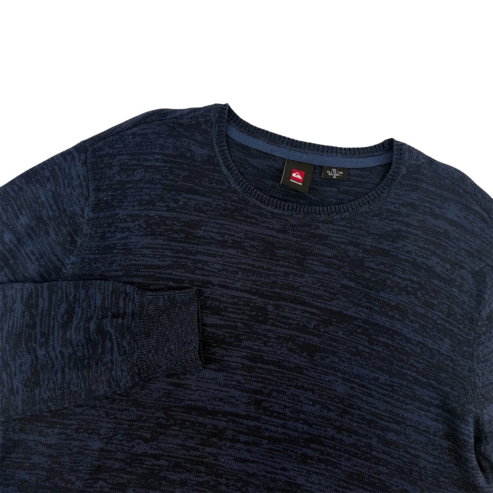 Quiksilver Mens XL Navy Blue Space Dye Crewneck Knit Pullover Sweater Surf Style